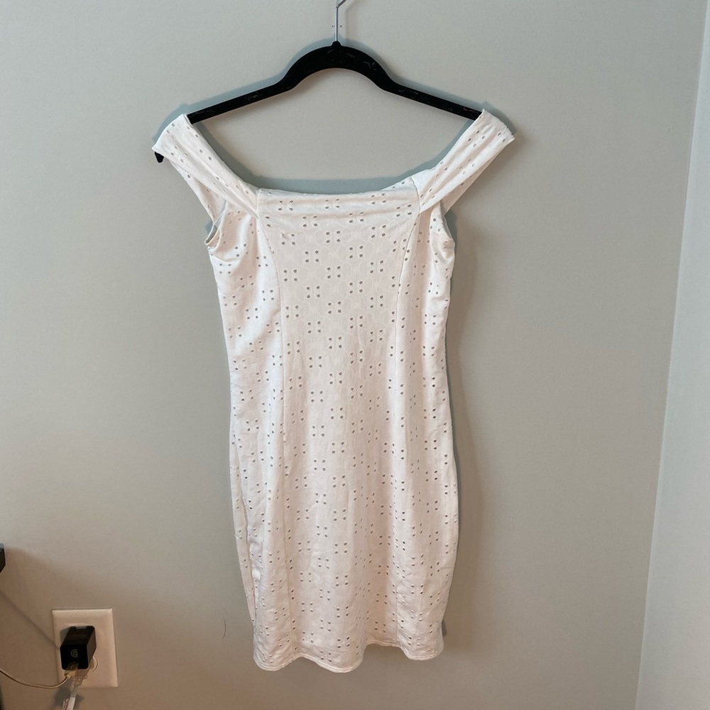 White eyelet mini dress